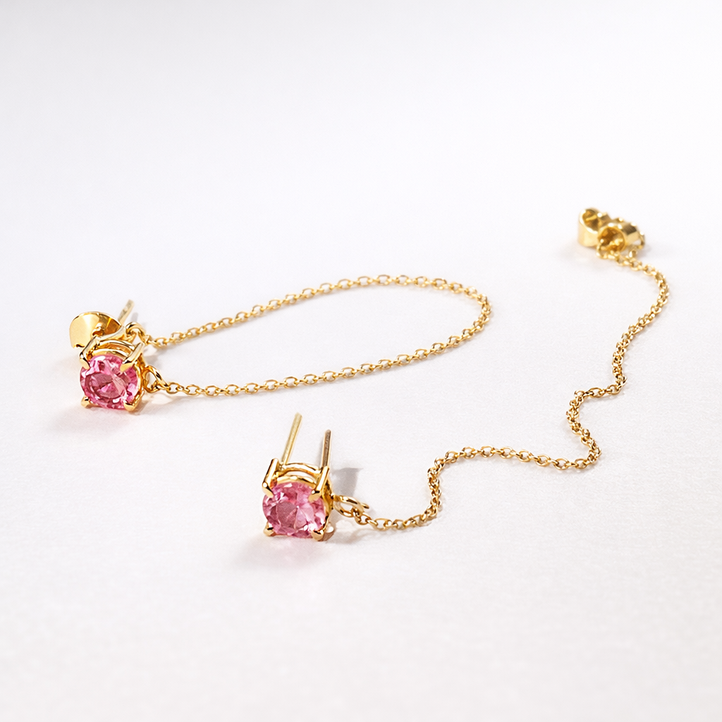 Brincos de Ouro Chain Turmalina