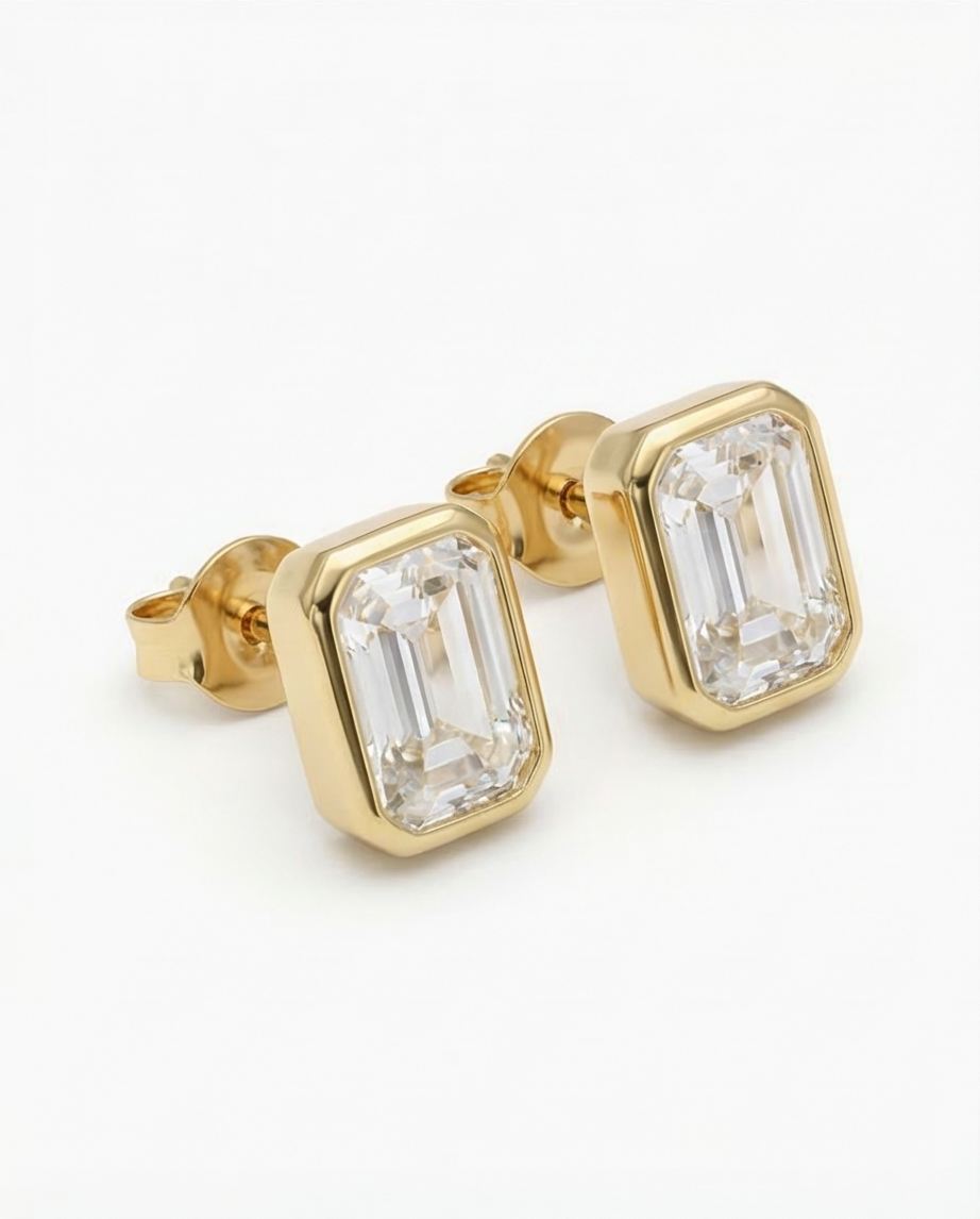 Brincos de Ouro Dot Estruturado com Cristal