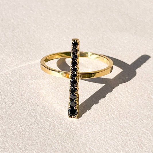 Anel de Ouro Fio Diamantes Negros