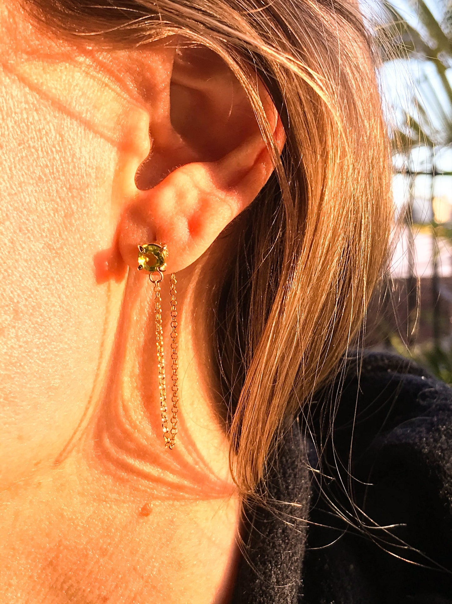Brincos de Ouro Chain Peridoto