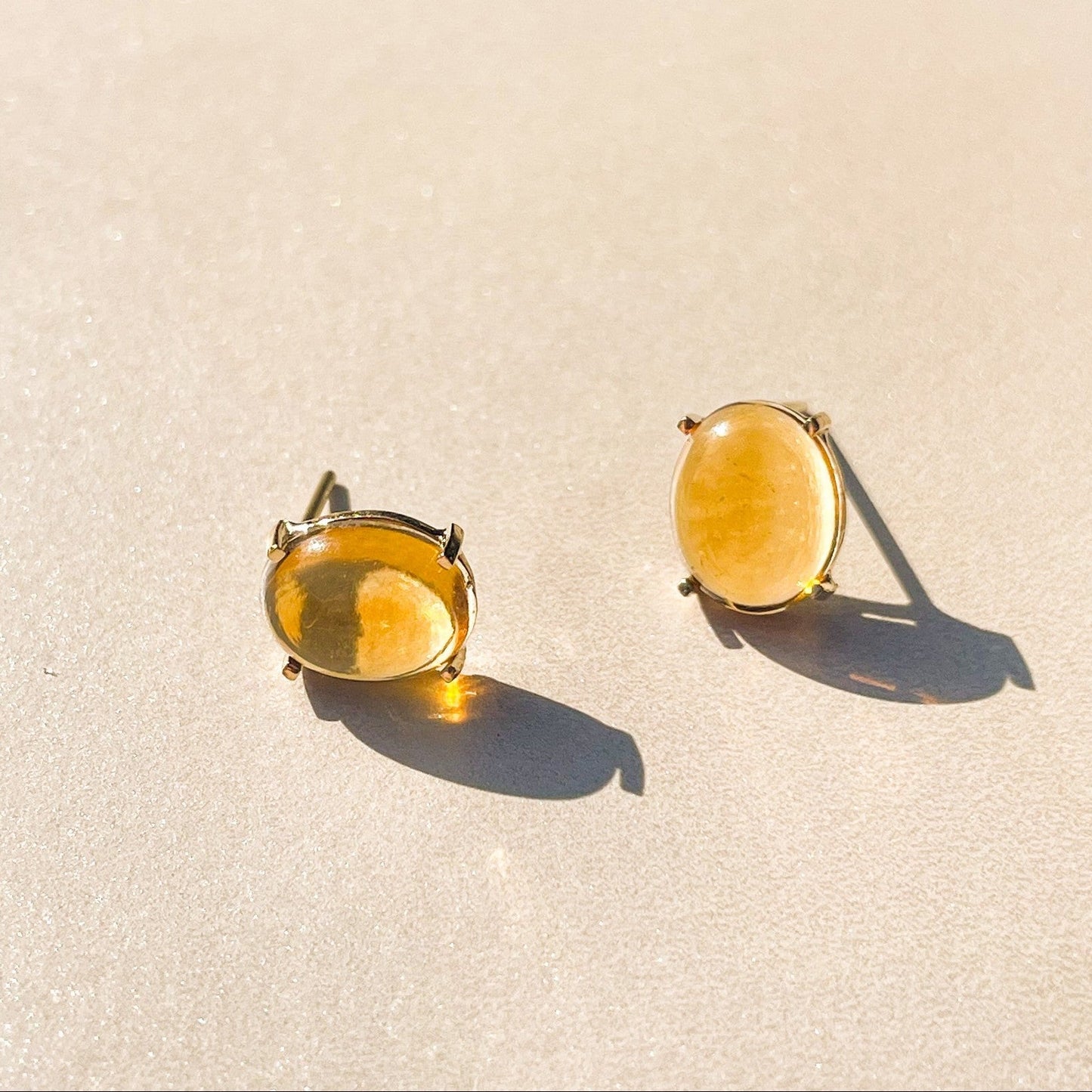 Brincos de Ouro Cabochão Citrino