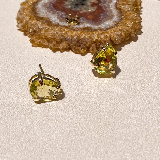 Brincos de Ouro Dot Citrino Gota