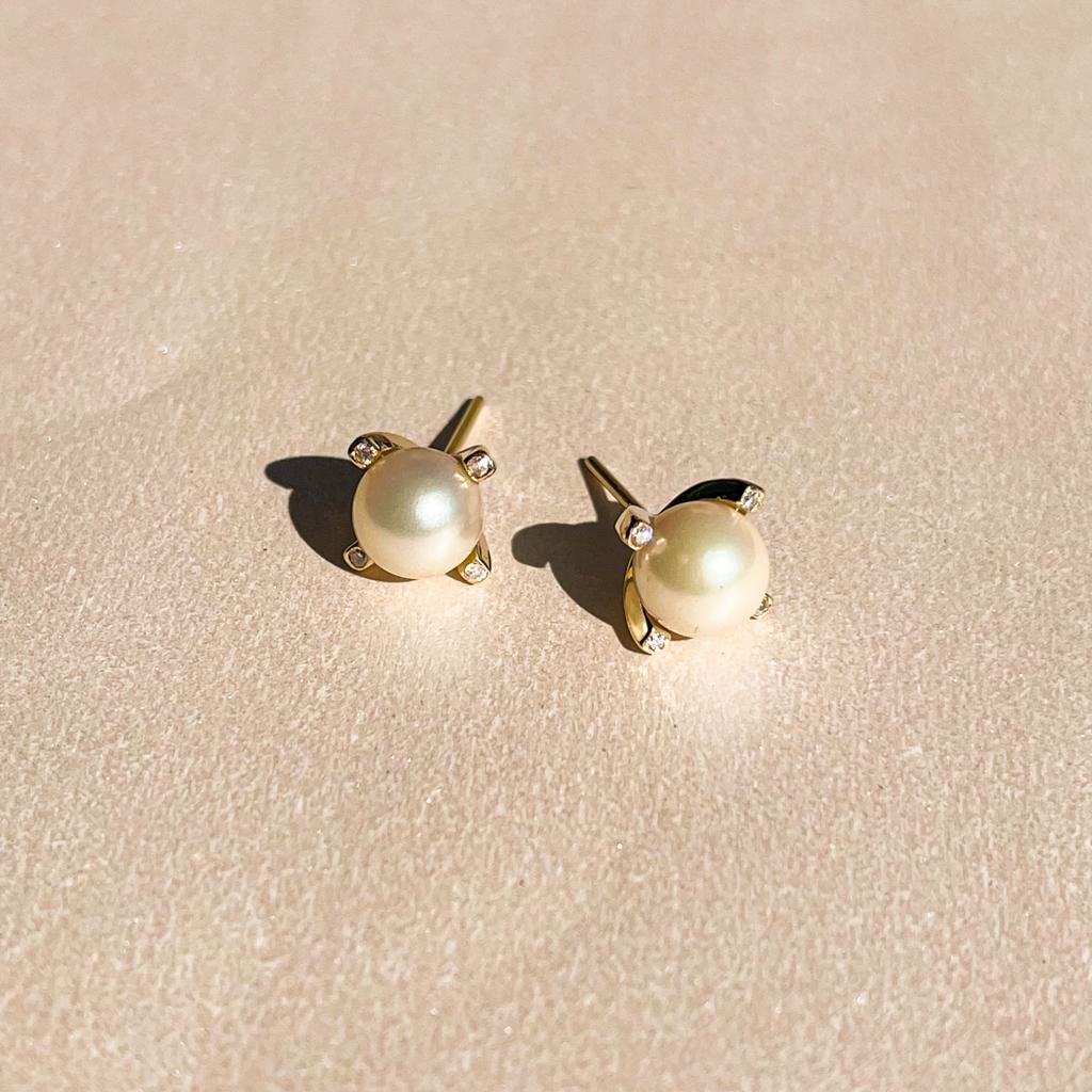 Brincos de Ouro Dot Pérola com Garras 6mm