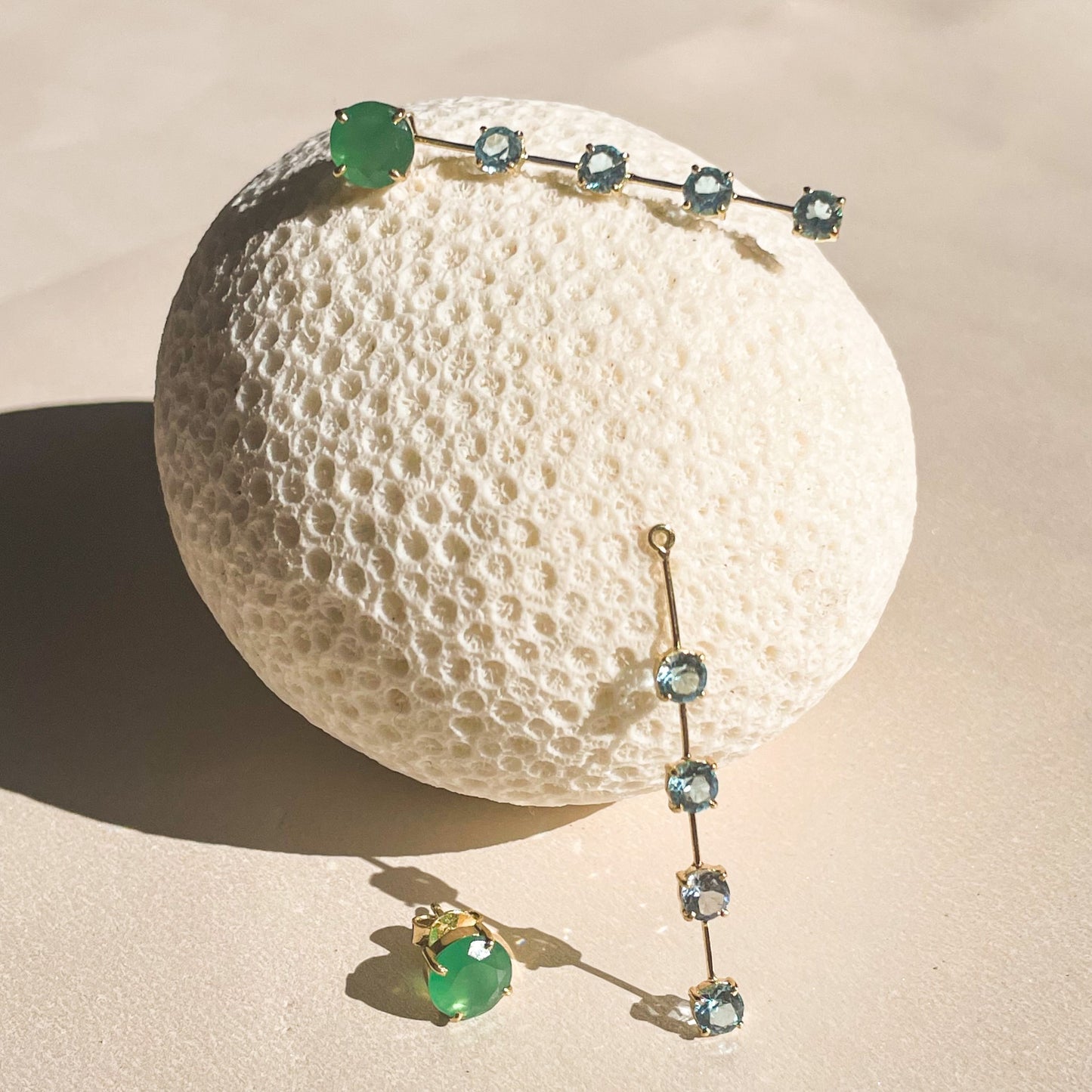 Brincos de Ouro Dot Jade + Fio Hardy Topázio