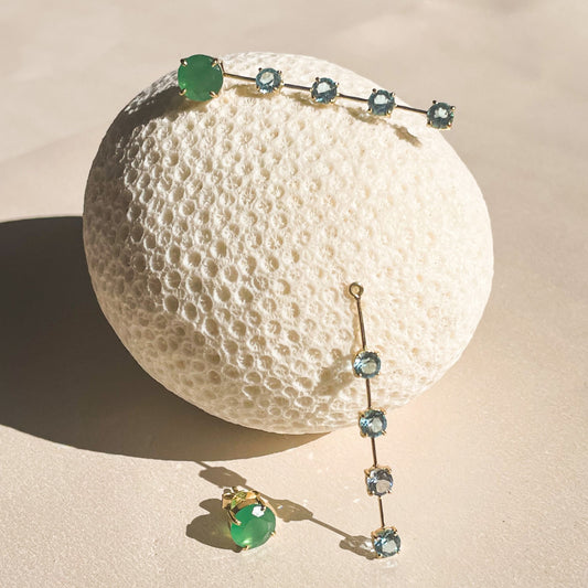 Brincos de Ouro Dot Jade + Fio Hardy Topázio