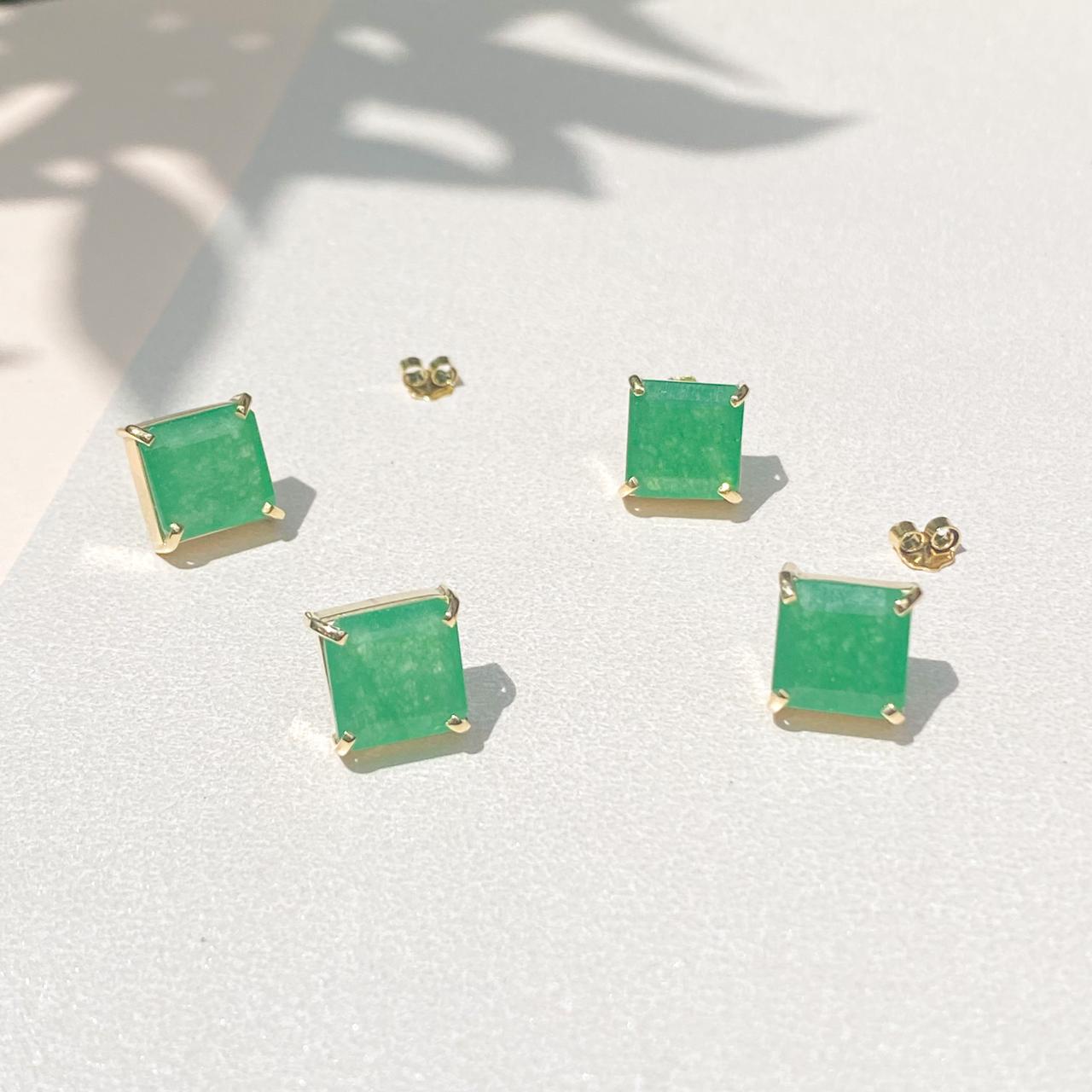 Brincos de Ouro Square Jade