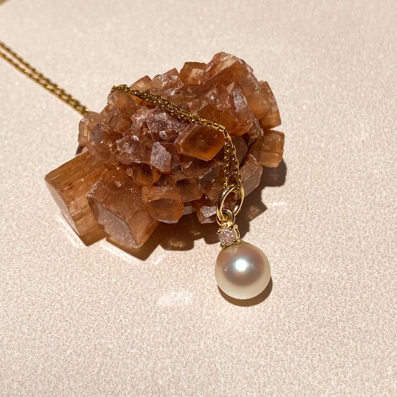 Pingente de Ouro Pérola com Diamante