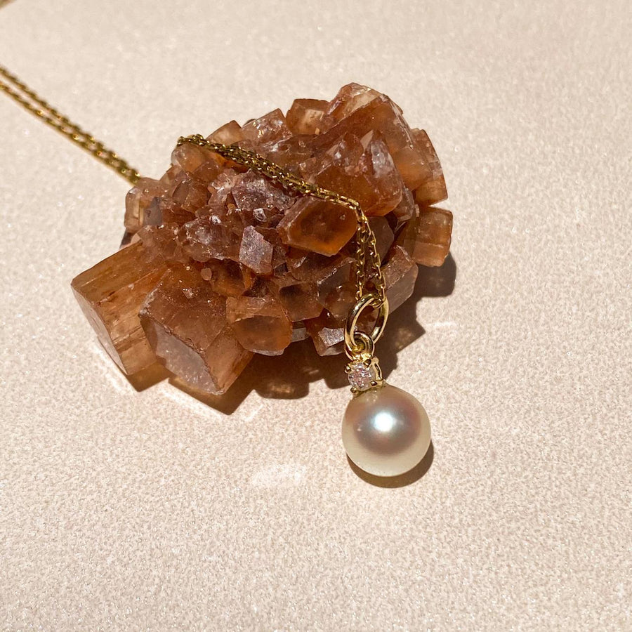 Pingente de Ouro Pérola com Diamante